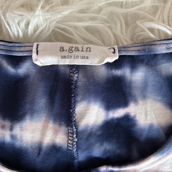 *5/$15* EUC, a.gain, Women’s Tank dress, blue/white‎ stripe tie-dye, shark hem - Picture 3 of 4
